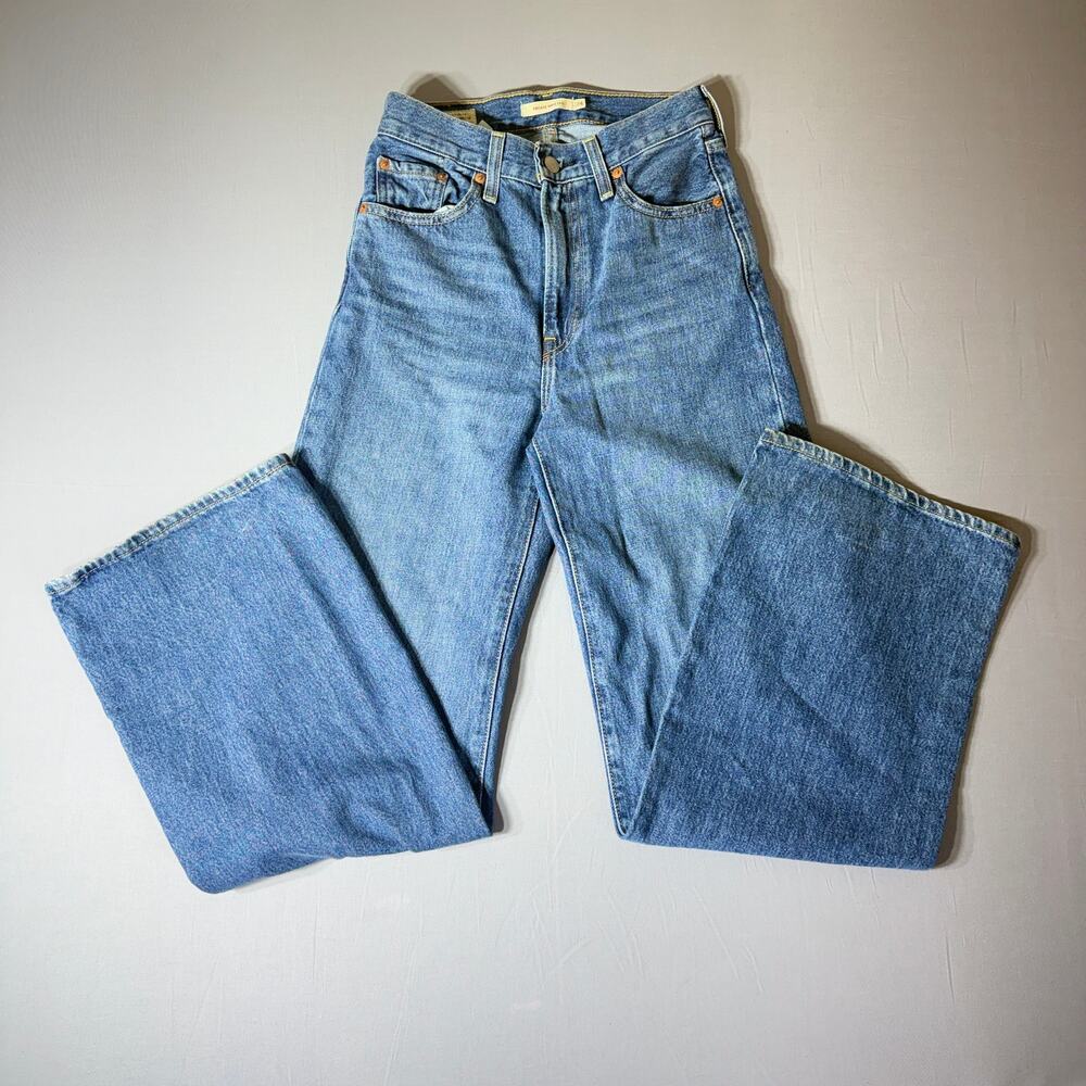 Levis Premium Ribcage Wide Leg High Rise Jeans Medium Wash Size 24
